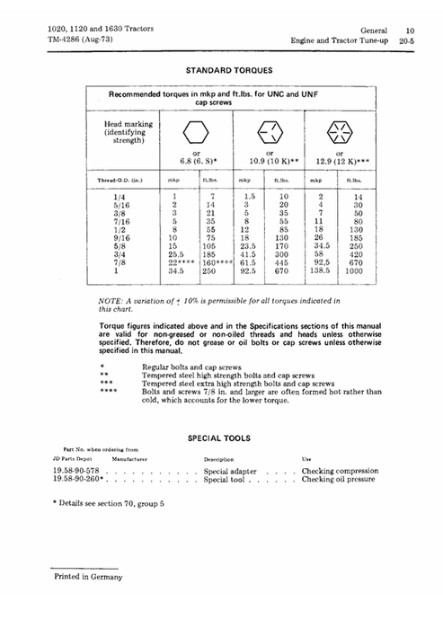 John Deere 1020 1120 1630 Tractor Service & Repair Manual TM4286