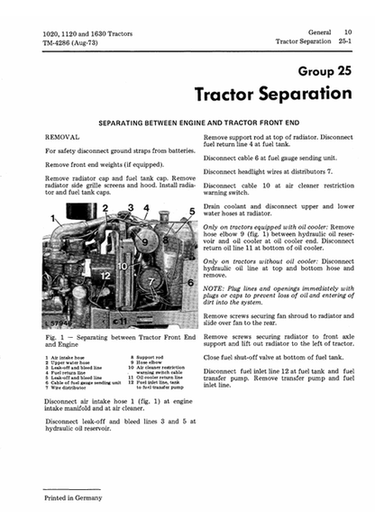 John Deere 1020–1630 Tractor Workshop Technical Manual TM4286