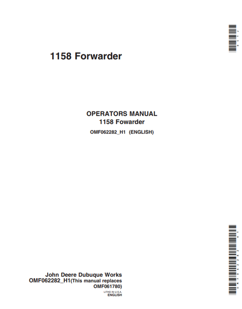 John Deere 1058 Forwarder Operator Manual OMF062282 PDF