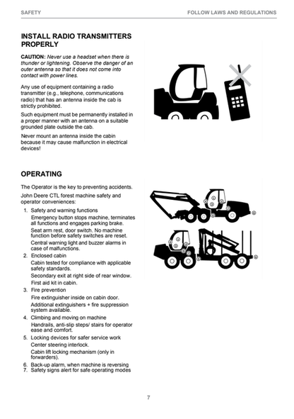 John Deere 1070E 1170E CTL Harvester Operating Guide