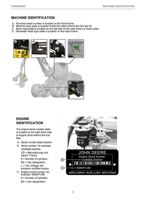 John Deere 1070E 1170E Forestry Harvester Instruction Manual PDF
