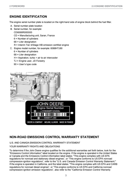 John Deere 1070E & 1170E Harvester Operator Manual PDF