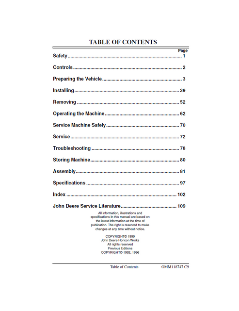 John Deere 10A Backhoe Operator Guide OMM118747 PDF
