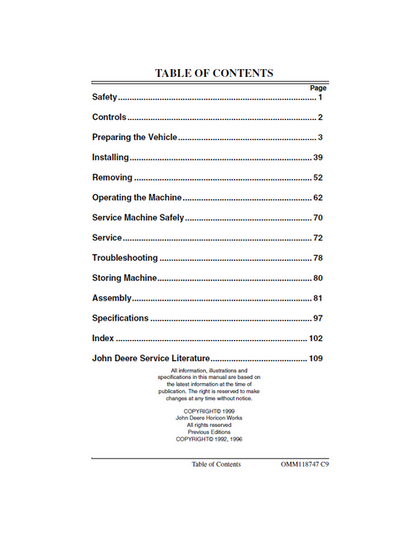 John Deere 10A Backhoe Operator Guide OMM118747 PDF