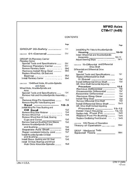 John Deere 1100 Series Front Wheel Drive Axle Service Manual