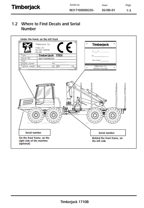 John Deere 1110C Forwarder Operator Manual F061505 PDF