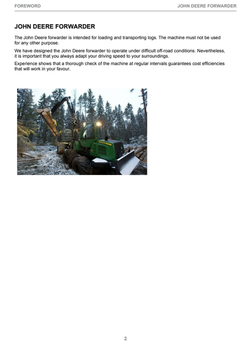 John Deere 1110E 1210E 1510E Forestry Operator Manual