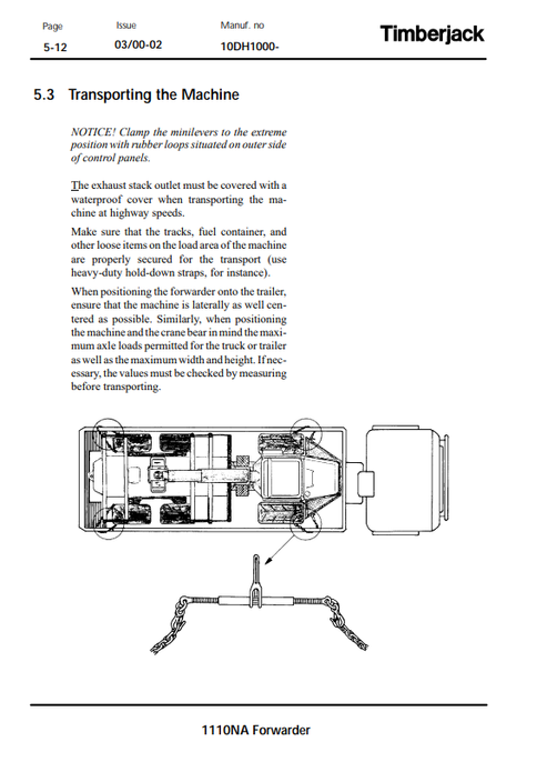 John Deere 1110NA Forwarder User & Operator Manual F059888