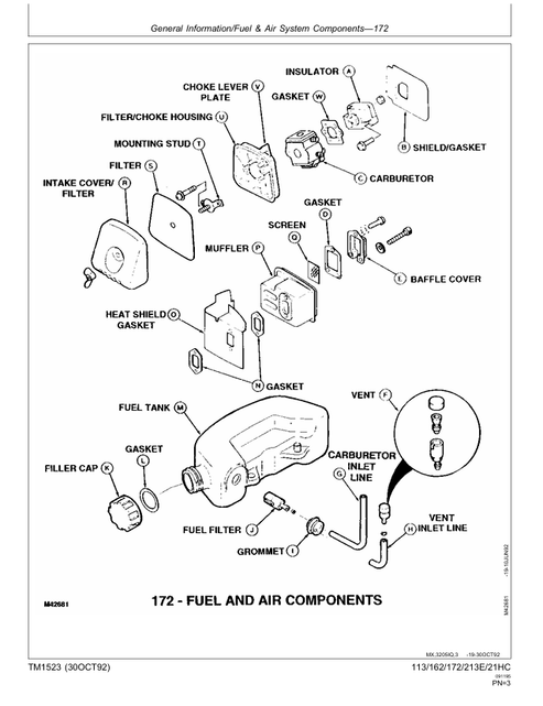 John Deere 113 162 172 213E 21HC Hedge Clipper Manual TM1523