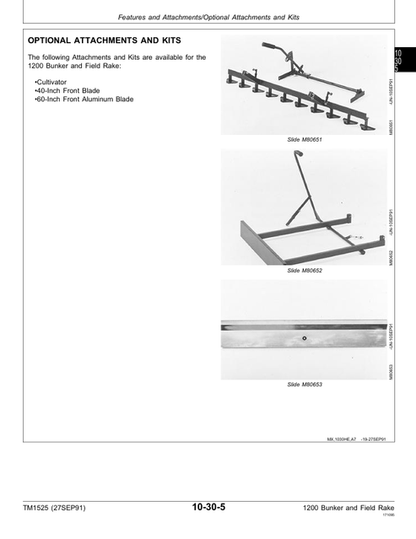 John Deere 1200 Rake Technical Service & Repair Manual TM1525