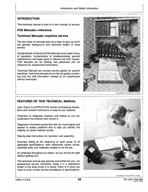 John Deere 1250 1450 1650 Tractor Service Repair Manual TM1253