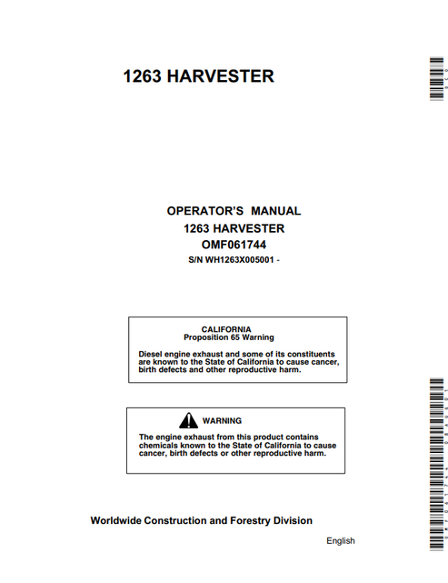 John Deere 1263 Harvester Operator Manual PDF OMF061744