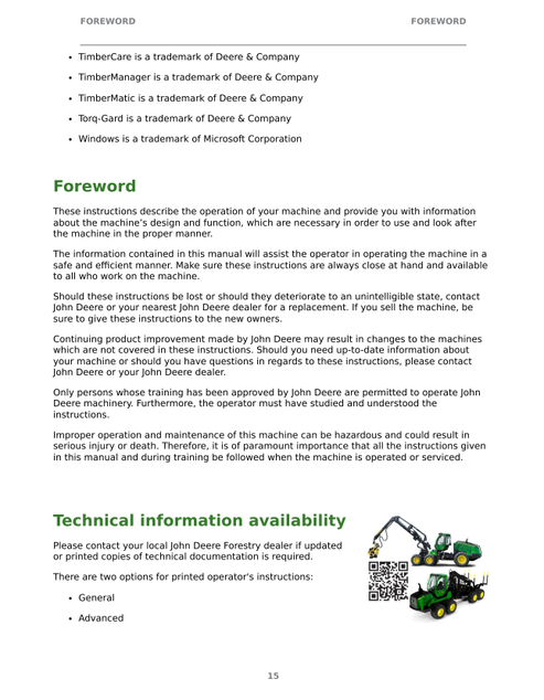 John Deere 1270H & 1470H Harvester Manual F748067