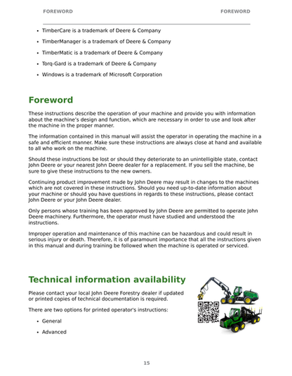 John Deere 1270H & 1470H Harvester Manual F748067