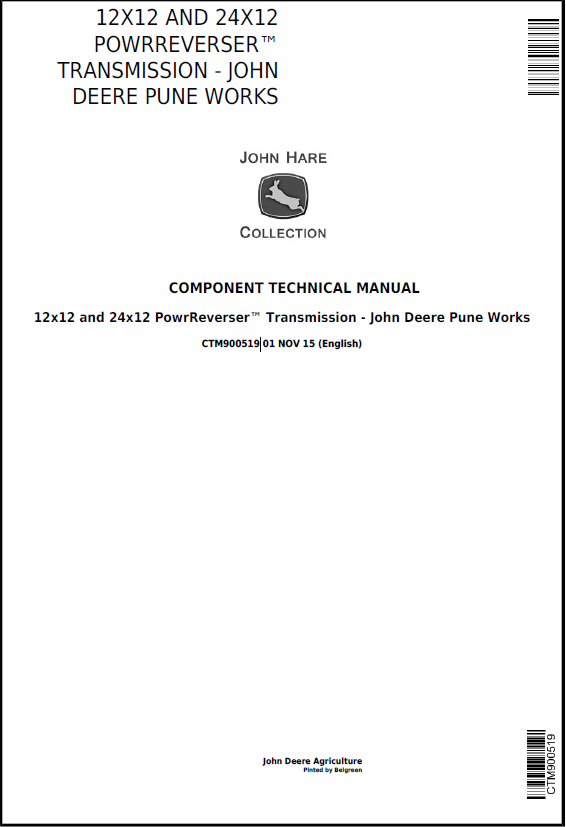 John Deere 12x12 and 24x12 TRANSMISSION Technical Manual CTM900519
