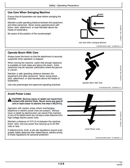 John Deere 130 P Excavator User & Operator Guide OMT499729X019