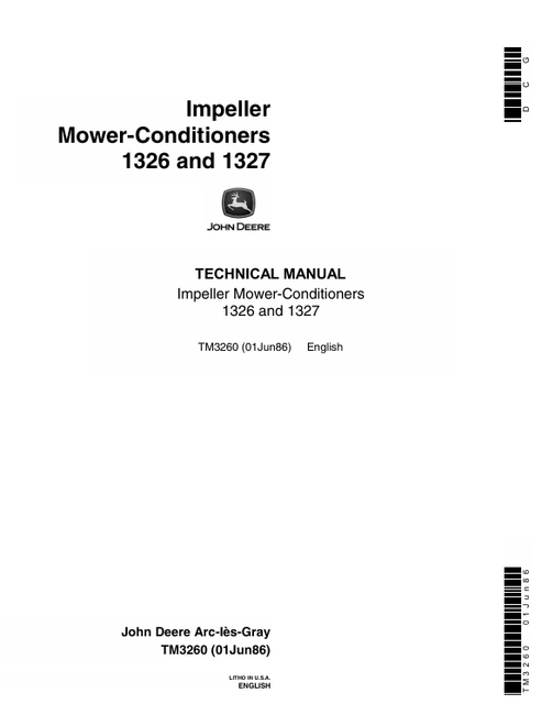 John Deere 1326 1327 Impeller Mower-Conditioner Technical Manual TM3260