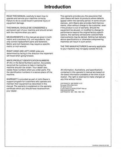 John Deere 1350-1470 Mower-Conditioner Operating Manual PDF