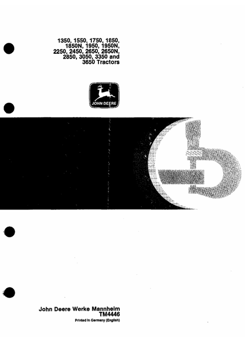 John Deere 1350-3650 Tractor Operation And Test Manual TM4446