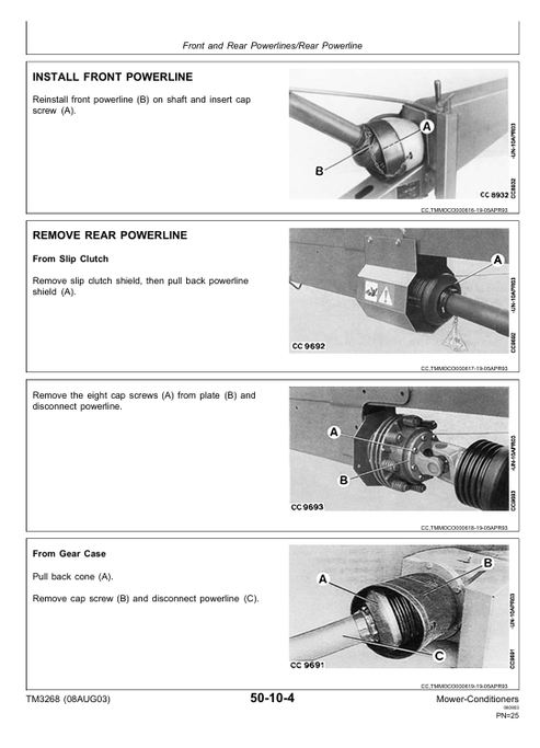 John Deere 1350 1360 1460 1470 Mower Conditioner Service Repair Manual