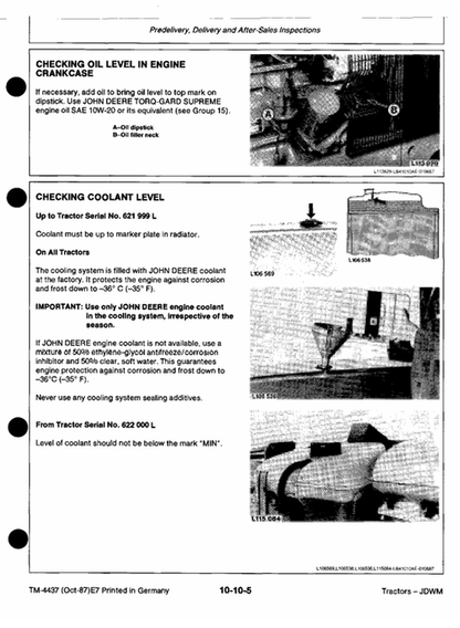 John Deere 1350 1550 1750 1850 1950 Tractor Service Manual