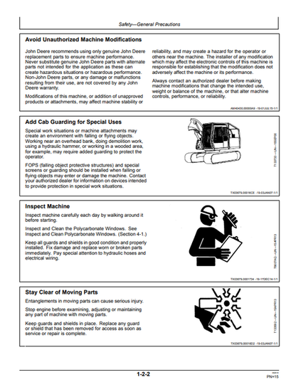 John Deere 135C & 225C RTS Excavator Operation Manual PDF