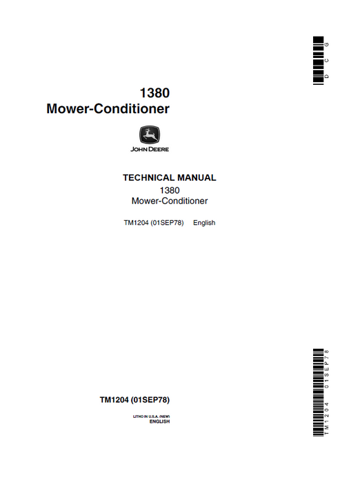 John Deere 1380 Mower-Conditioner Technical Manual TM1204