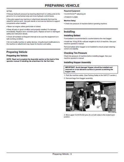John Deere 14-Bushel Rear Bagger OMM147540 Operator Service Manual