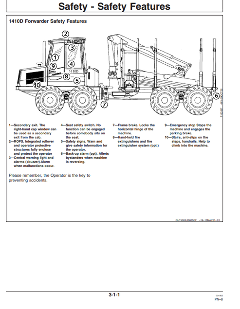 John Deere 1410B Forestry Forwarder Operator Manual OMF064197