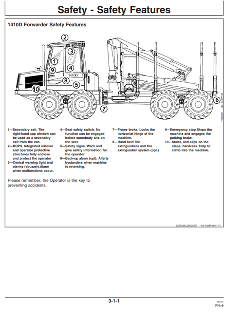 John Deere 1410D Forwarder Operator Manual OMF071825 PDF