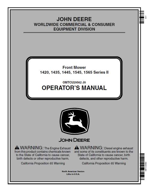 John Deere 1420-1565 Series LI Front Mower Operator Manual PDF