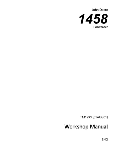 John Deere 1458 Forwarder Workshop Manual TM1993