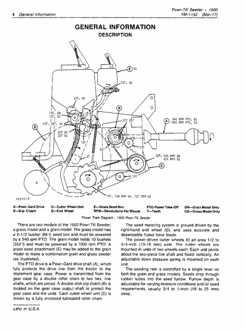 John Deere 1500 Powr-Till Seeder Service & Repair Manual