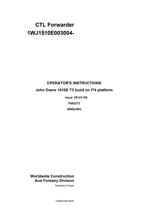 John Deere 1510E T3 Build On IT4 Platform Operator Manual F682272