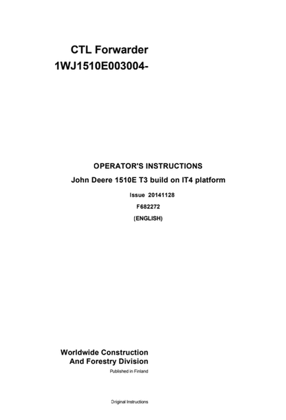 John Deere 1510E T3 Build On IT4 Platform Operator Manual F682272