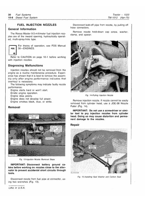  John Deere 1520 Tractor Maintenance & Repair Manual TM1012