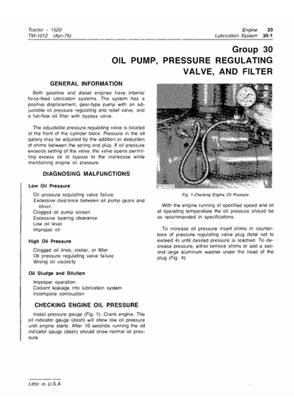 John Deere 1520 Tractor Workshop Technical Manual TM1012