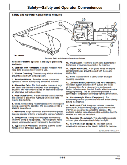 John Deere 160GLC 180GLC Excavator Operation & Maintenance Manual