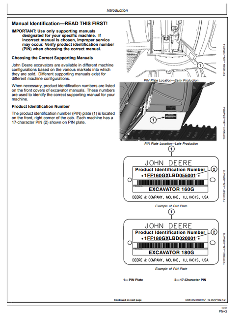 John Deere 160GLC 180GLC Excavator Operation Manual 