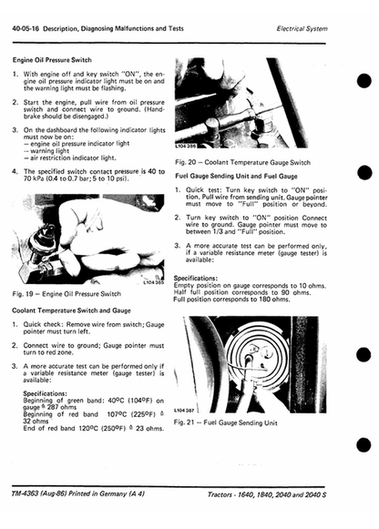 John Deere 1640–2040S Tractor Service & Repair Technical Manual