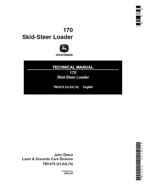 John Deere 170 Skid Steer Loader Service Manual TM1075