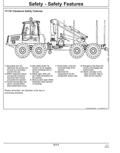 John Deere 1711D Forestry Clambunk Operator Manual