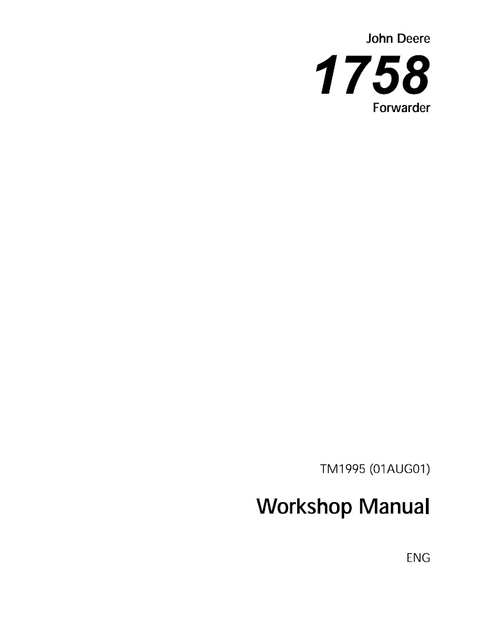 John Deere 1758 Forwarder Workshop Manual TM1995