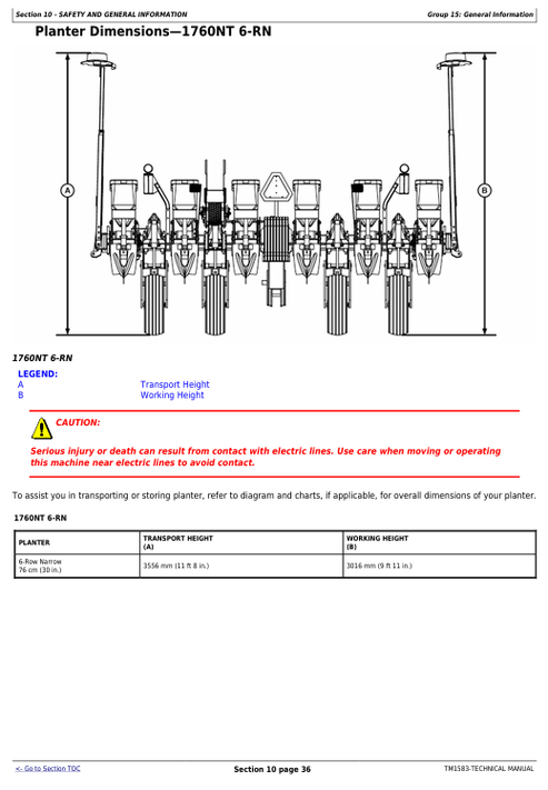 John Deere 1760, 1760NT & 1770 Planter Technical Repair Manual TM1583