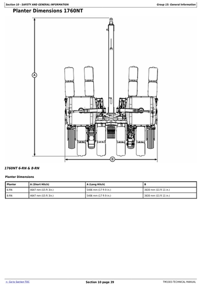 John Deere 1760 1760NT 1770 Drawn Planter Service Manual TM1583