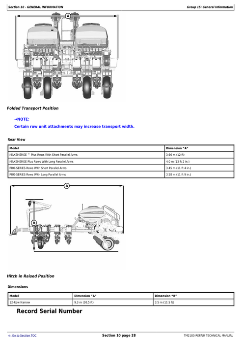 John Deere 1770NT 12-Row Planter Technical Service Manual TM2183