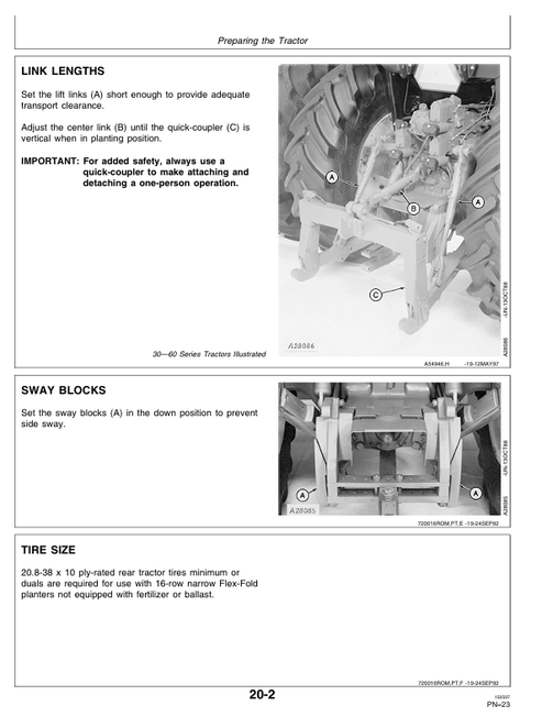 John Deere 1770 12-Row Wide & 16-Row Narrow Planter Manual OMA60117