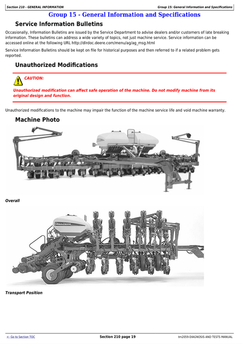John Deere 1790 Planter Diagnostic, Service & Repair Manual PDF