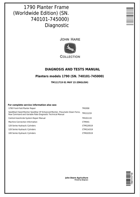 John Deere 1790 Planter Frame Diagnosis & Tests Manual TM111719