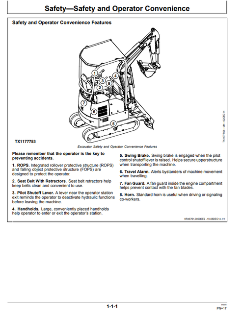 John Deere 17G Compact Excavator Operation Manual PDF